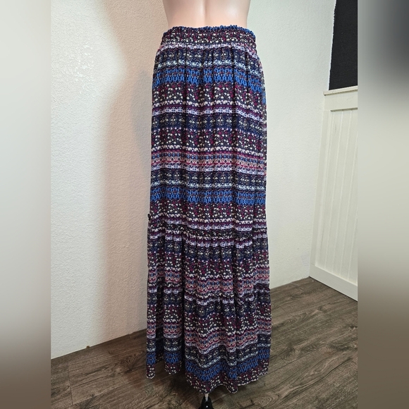 Imaginary Voyage Multicolor Tiered Boho Peasant Lined Maxi Skirt Size Large - Picture 11 of 14